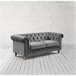 Londynn Loveseat Dark Grey Velvet 71L x 33.5W x 30.3H Button Tufted Rolled Arm