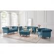 Londynn Loveseat Teal Velvet 71L x 33.5W x 30.3H Button Tufted Rolled Arm