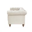 Londynn Loveseat Beige Velvet 71L x 33.5W x 30.3H Button Tufted Rolled Arm