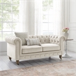 Londynn Loveseat Beige Velvet 71L x 33.5W x 30.3H Button Tufted Rolled Arm