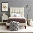 Blake Beds Beige Linen Twin Button Tufted