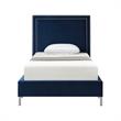 Tristan Beds Navy Velvet Twin Nailhead Trim