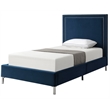 Tristan Beds Navy Velvet Twin Nailhead Trim