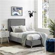 Tristan Beds Gray Velvet Twin Nailhead Trim