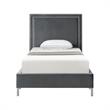 Tristan Beds Gray Velvet Twin Nailhead Trim