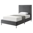Tristan Beds Gray Velvet Twin Nailhead Trim