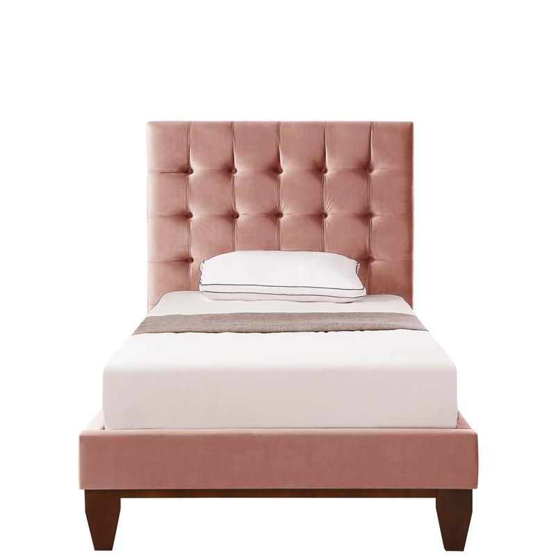 Blake Beds Blush Velvet Twin Button Tufted