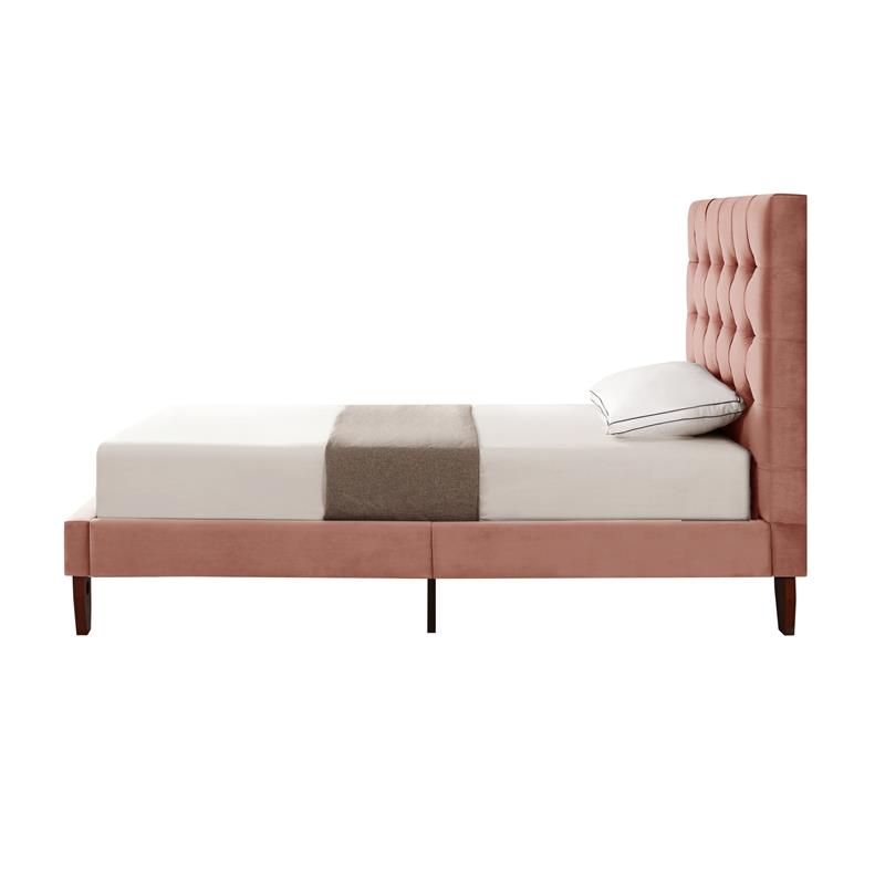 Blake Beds Blush Velvet Twin Button Tufted