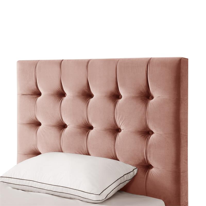 Blake Beds Blush Velvet Twin Button Tufted