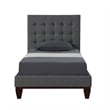 Blake Beds Light Grey Linen Twin Button Tufted