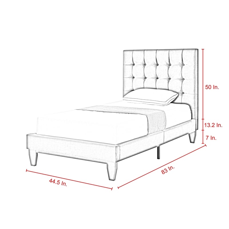 Blake Beds Light Grey Linen Twin Button Tufted