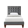 Blake Beds Gray Velvet Twin Button Tufted