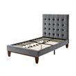 Blake Beds Gray Velvet Twin Button Tufted