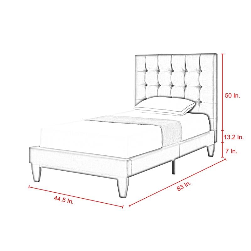 Blake Beds Gray Velvet Twin Button Tufted