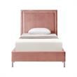 Tristan Beds Blush Velvet Twin Nailhead Trim