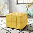 Gannon Ottomans Yellow Velvet  Upholstered Piping Trim