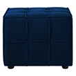 Gannon Tufted Cube Ottomans Navy Blue Velvet  Upholstered Piping Trim