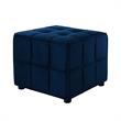 Gannon Tufted Cube Ottomans Navy Blue Velvet  Upholstered Piping Trim