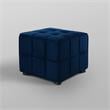 Gannon Tufted Cube Ottomans Navy Blue Velvet  Upholstered Piping Trim