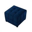 Gannon Tufted Cube Ottomans Navy Blue Velvet  Upholstered Piping Trim