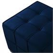 Gannon Tufted Cube Ottomans Navy Blue Velvet  Upholstered Piping Trim