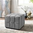 Gannon Tufted Cube Ottomans Light Grey Velvet  Upholstered Piping Trim