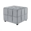 Gannon Tufted Cube Ottomans Light Grey Velvet  Upholstered Piping Trim