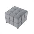 Gannon Tufted Cube Ottomans Light Grey Velvet  Upholstered Piping Trim