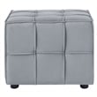 Gannon Tufted Cube Ottomans Light Grey Velvet  Upholstered Piping Trim