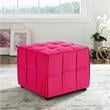 Gannon Ottomans Pink Velvet  Upholstered Piping Trim