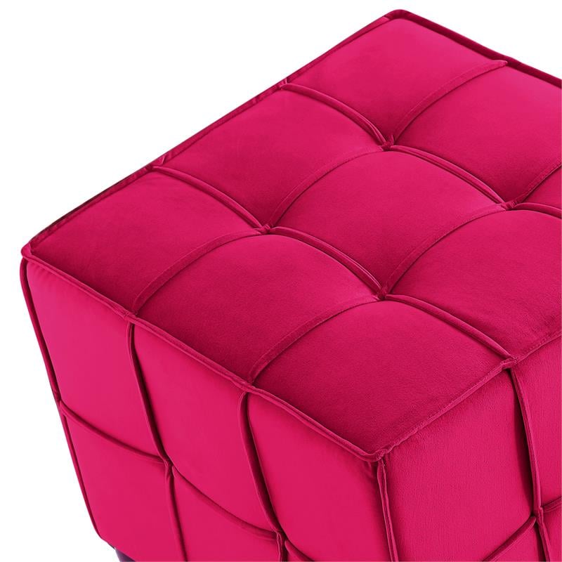 Gannon Ottomans Pink Velvet  Upholstered Piping Trim