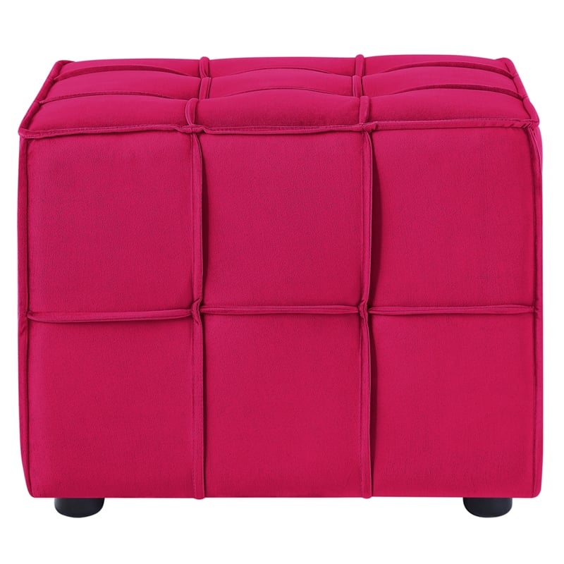 Gannon Ottomans Pink Velvet  Upholstered Piping Trim