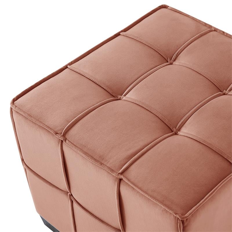 Gannon Ottomans Light Pink Velvet  Upholstered Piping Trim