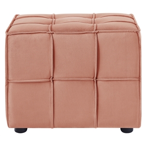 Gannon Ottomans Light Pink Velvet  Upholstered Piping Trim