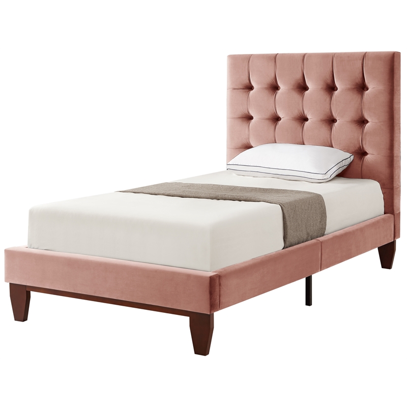 Blake Beds Blush Velvet Full Button Tufted