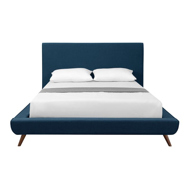 Lyle Beds Denim Linen Queen Upholstered Walnut Tapered Legs
