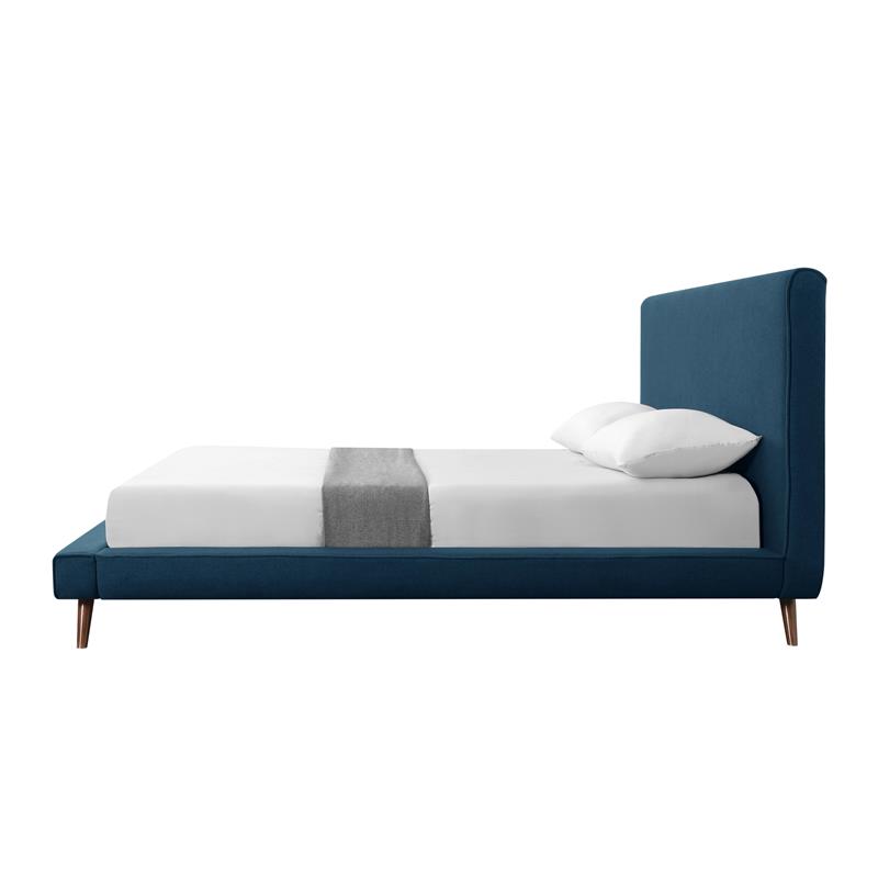 Lyle Beds Denim Linen Queen Upholstered Walnut Tapered Legs