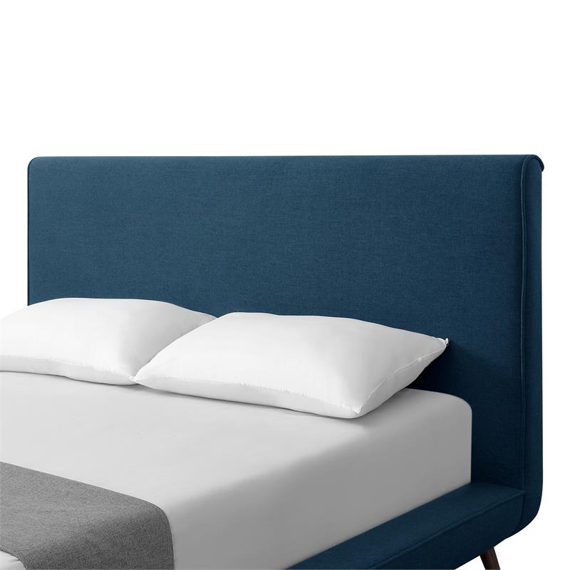 Lyle Beds Denim Linen Queen Upholstered Walnut Tapered Legs