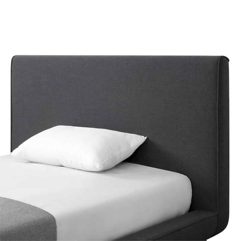 Lyle Beds Charcoal Linen Full Upholstered Walnut Tapered Legs