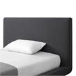 Lyle Beds Charcoal Linen Full Upholstered Walnut Tapered Legs