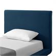 Lyle Beds Denim Blue Linen Twin Upholstered Walnut Tapered Legs