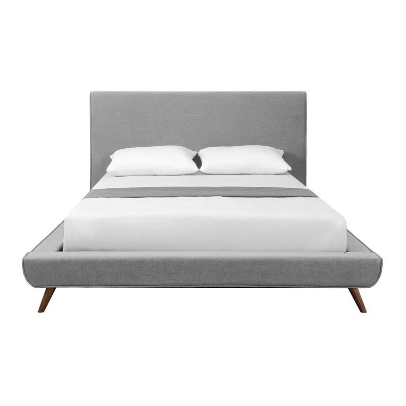 Lyle Beds Grey Linen Queen Upholstered Walnut Tapered Legs