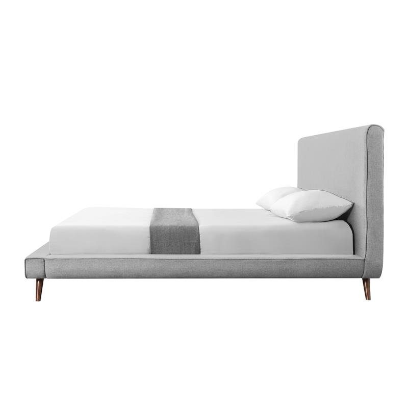 Lyle Beds Grey Linen Queen Upholstered Walnut Tapered Legs