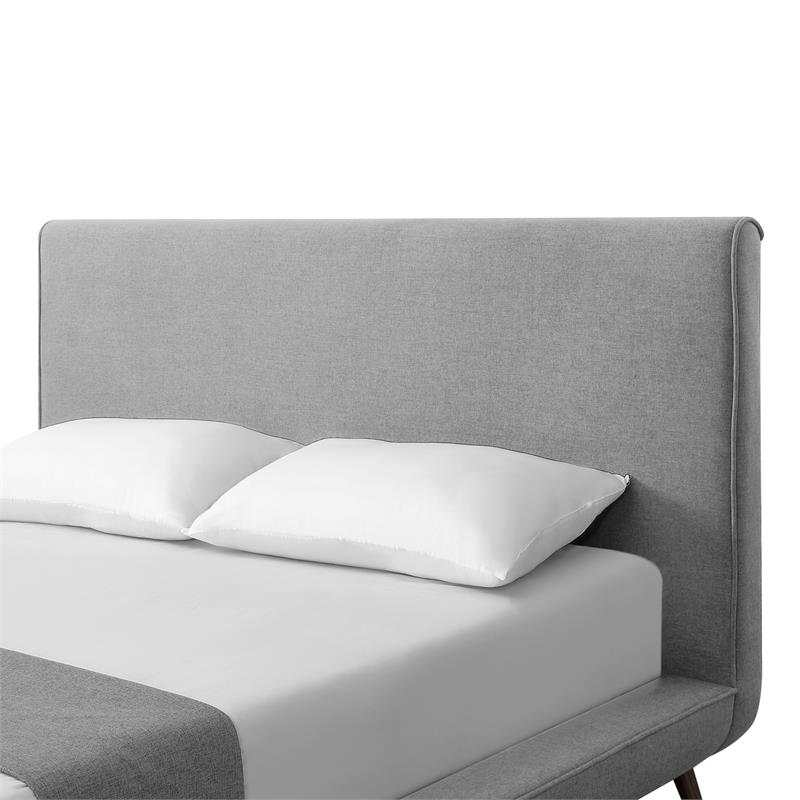 Lyle Beds Grey Linen Queen Upholstered Walnut Tapered Legs