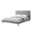 Lyle Beds Grey Linen Queen Upholstered Walnut Tapered Legs