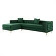 Levi Sofas Hunter Green Velvet 70L x 115W x 30H Gold Nailhead Trim Button Tufted