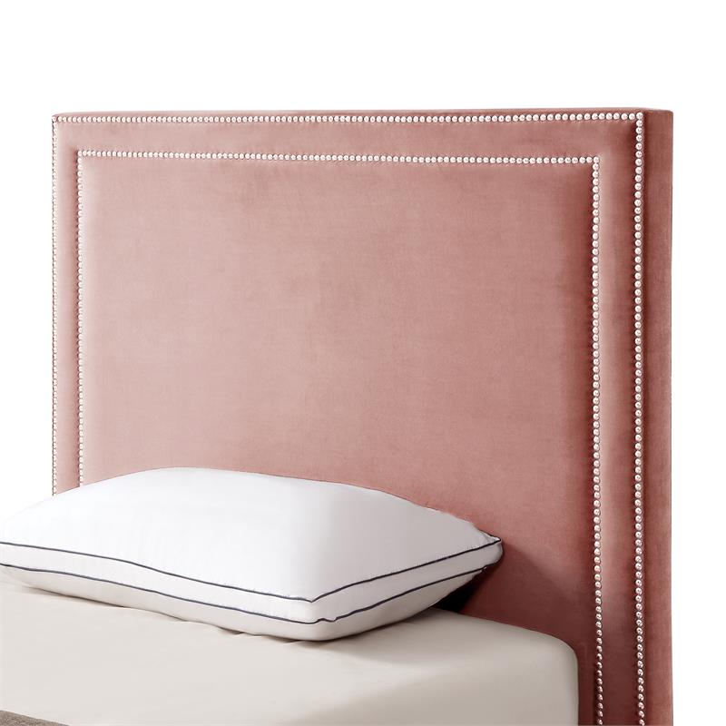 Tristan Beds Blush Velvet Full Nailhead Trim