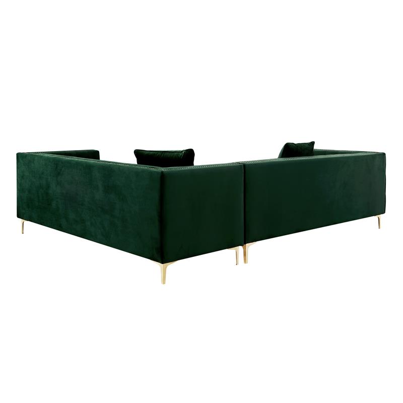Levi Sofas Hunter Green Velvet Gold Nailhead Trim Button Tufted