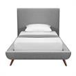 Lyle Beds Grey Linen Twin Upholstered Walnut Tapered Legs
