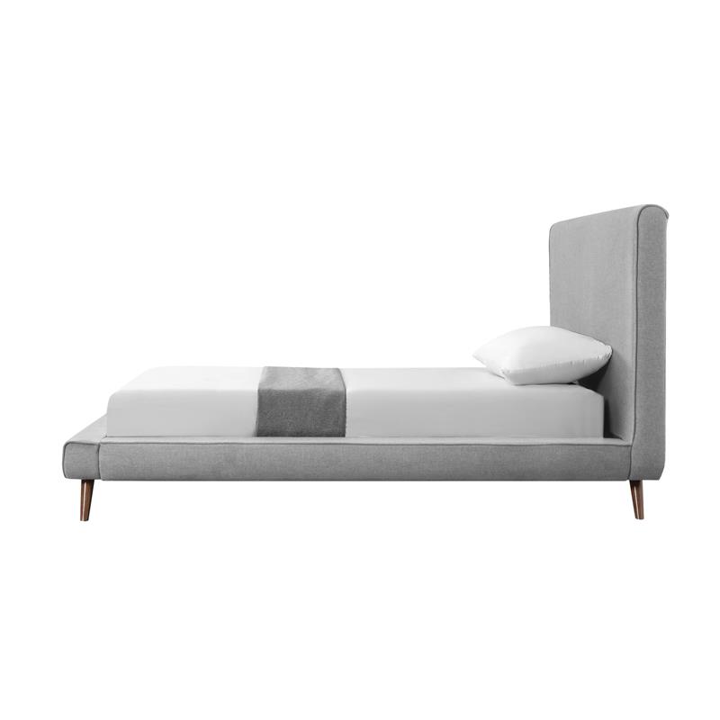 Lyle Beds Grey Linen Twin Upholstered Walnut Tapered Legs